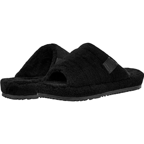 NEW UGG Mens Size 9, Women's 11 Fluff You Open Toe Slippers, Black - Picture 6 of 6